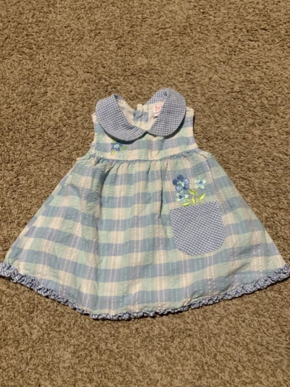 Vintage Carters 12 month blue plaid dress